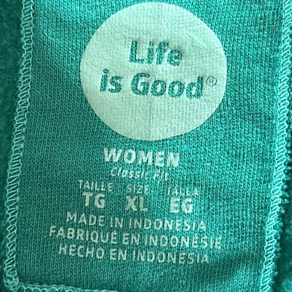 Life is Good Green Hoodie Sweatshirt w Graphics on Back Sz XL w MEASUREMENTS! - Picture 3 of 9